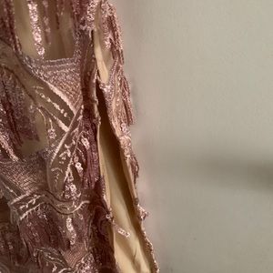 Pink tassel sequin strappy midi dress